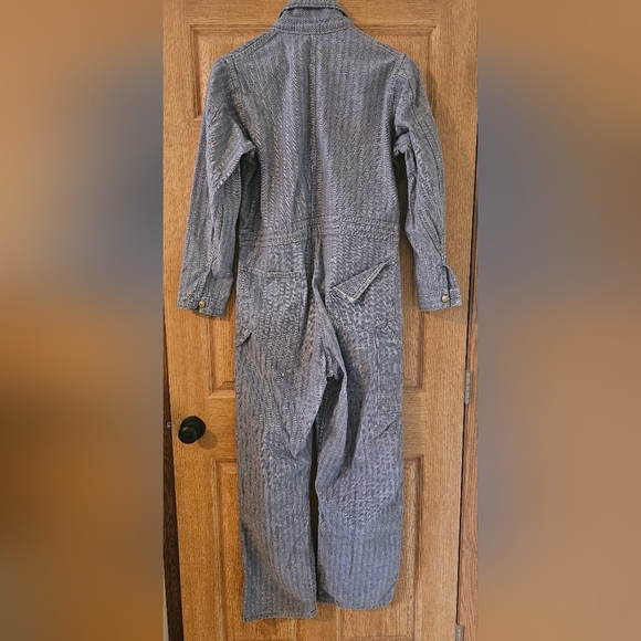 Vintage distressed denim mechanics coveralls sz. 40R utility work railroad - Picture 2 of 12